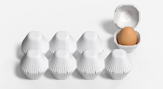 This sustainable packaging for eggs is inspired by stamps & made from paper foam! card